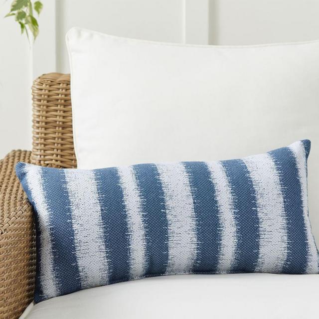 Sunbrella® Addax Striped Indoor/Outdoor Lumbar Pillow, 12 x 24", Blue Multi