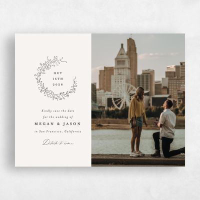 Light Oatmeal, Beige Wedding Save the Date - Sequoia Photo