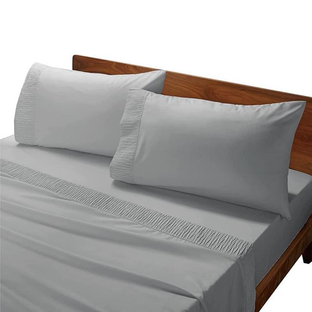 Bedsure California King Sheet Sets Light Grey - Soft 1800 Bed Cal King Sheets, 4 Pieces Cali King Sheets Set