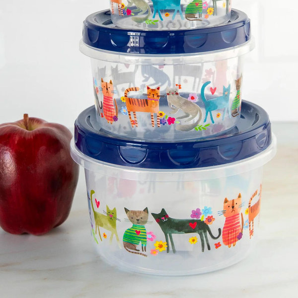 Storage Containers, Set of 3 - Cat