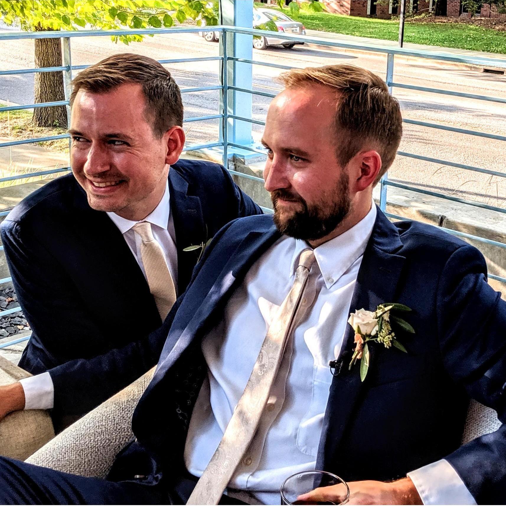 Eric and his best friend, Tim, at Tim's wedding.