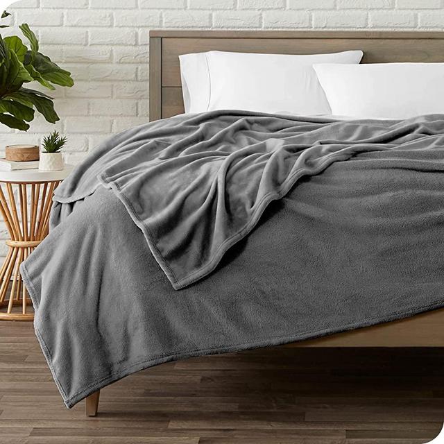 Bare Home Fleece Blanket - Throw Travel Blanket - Grey - Lightweight Blanket for Bed, Sofa, Couch, Camping, and Travel - Microplush - Ultra Soft Warm Blanket (Throw/Travel, Grey)