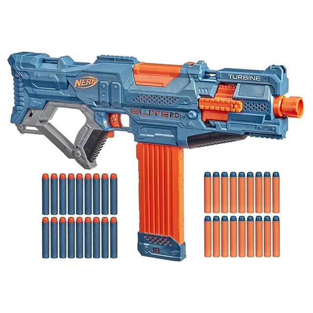 NERF Elite 2.0 Turbine CS-18 Motorised Blaster, 36 Official Darts, 18-Dart Clip, Tactical Rails, Barrel Attachment Point