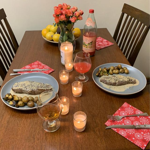 steak dinner date night at home