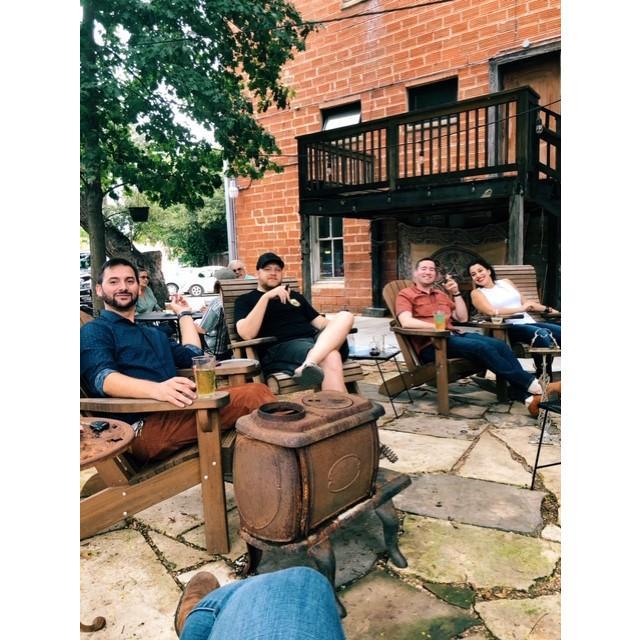 Enjoying cigars and Longhorns football with Trent, Richard, and Myriam