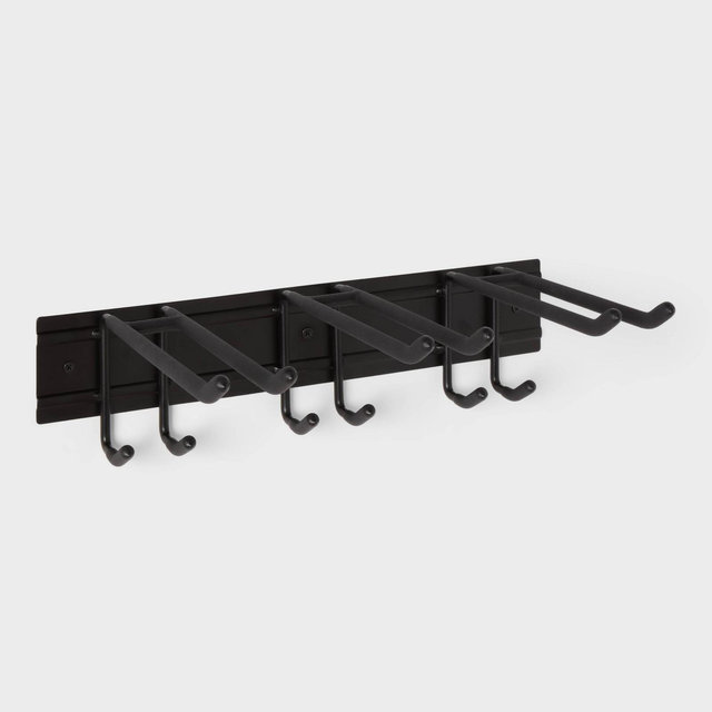 18" Steel Rail with 3 Double Storage Hooks Black - Brightroom™