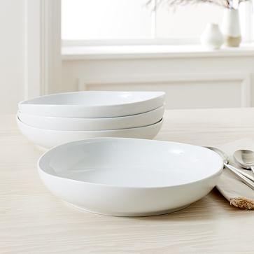 Organic Shaped Dinner Bowls - White, Set of 4