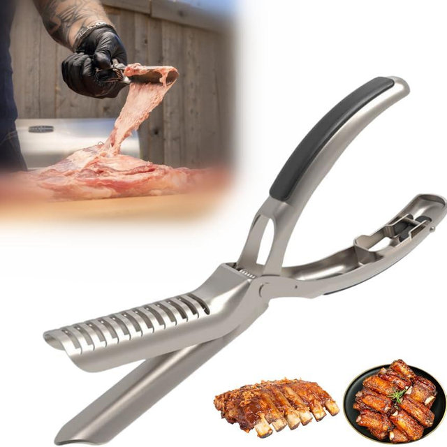 Rib Membrane Removal Tool, Stainless Steel Rib Prep Tool Membrane Remover for BBQ Enthusiasts, Ergonomic Handle for Easy Membrane Removal, Dishwasher Safe BBQ Accessories (1PCS)