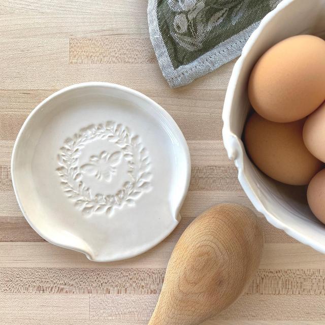 Spoon Rest, Bee Spoon Rest, Farmhouse Pottery, Mother's Day Gift, Farmhouse Kitchen, Bee Decor, French Country, Vermont Pottery