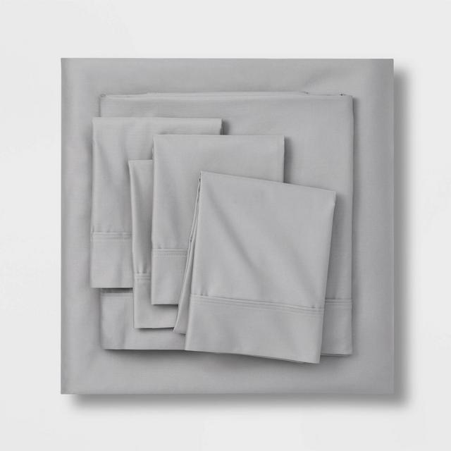 Full 6pc 800 Thread Count Solid Sheet Set Light Gray - Threshold Signature™