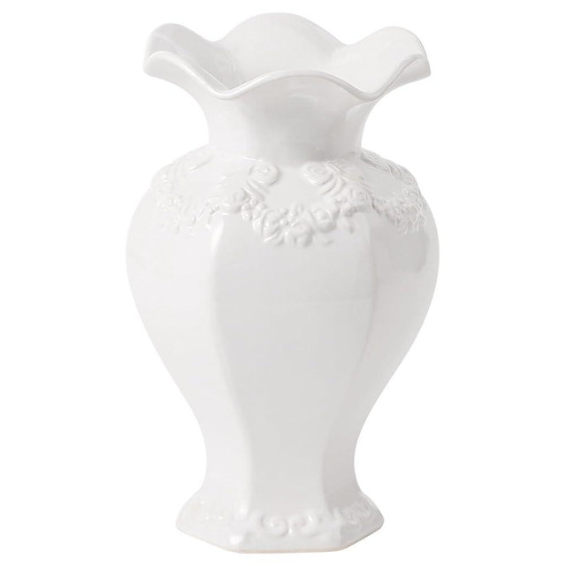 MARTAGE White Ceramic Vase, Decorative Vases for Modern Home Decor, Farmhouse Minimalist Decor, Boho Flower Vases for Living Room, Bedroom, Kitchen, Dining Table, Office, Wedding, 8.5 Inches