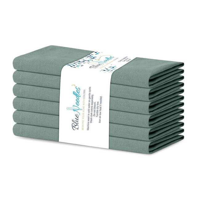 Blue Needles Solid Cloth Napkins Set of 6 Hunter Green 100% Cotton Dinner Napkins 18x18 inches - Soft, Reusable, Absorbent & Washable, Ideal for Wedding Events Farmhouse Parties Hotel & Everyday Use