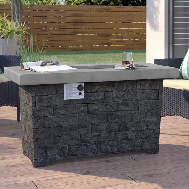 Kaysn 23.6'' H x 42.3'' W Magnesium Oxide Propane Outdoor Fire Pit Table with Lid