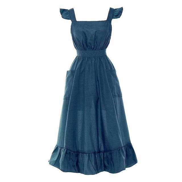 Vibsion Vintage Ruffle Apron for Women Cross Back Garden Cooking Aprons