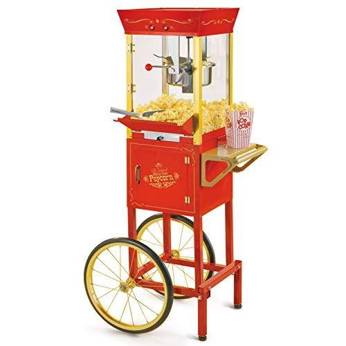 Nostalgia Concession CCP510 Vintage Professional Popcorn Cart-New 8-Ounce Kettle-53 Inches Tall-Red