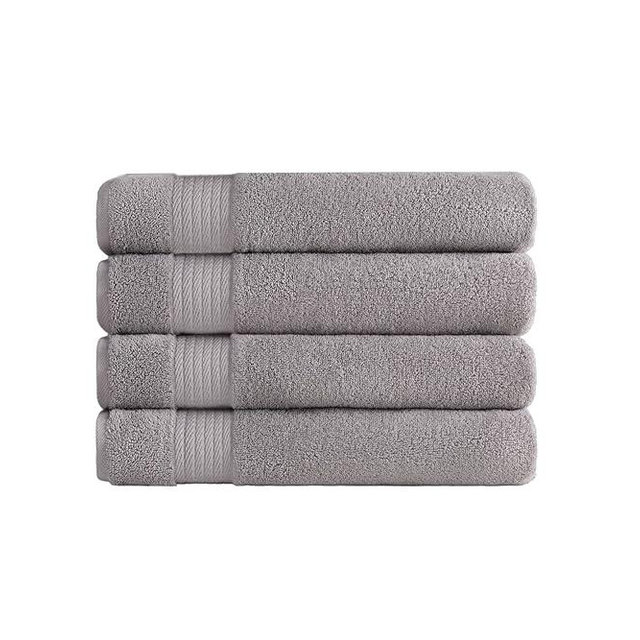 Ozdilek 4-Piece Bath Towels, 30x60 550 GSM 100% Turkish Cotton, Luxury Quick Dry, Extra Large, Fade-Resistant, Eco-Friendly, Spa Towel, Comfortable (Light Grey)