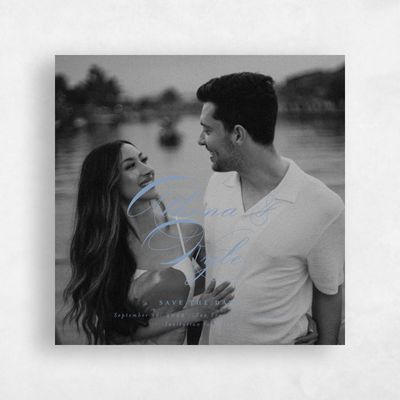 Denim Blue Wedding Save the Date - Perseus Square