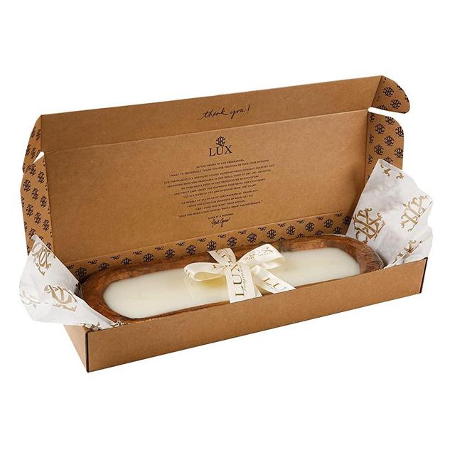 Lux Fragrances | 5 Wick Citronella Outdoor Wooden Dough Bowl Gift Boxed Candle | Beautifully Packaged | High Fragrance Load | Long Burn Times | Pineapple, 5 Wick