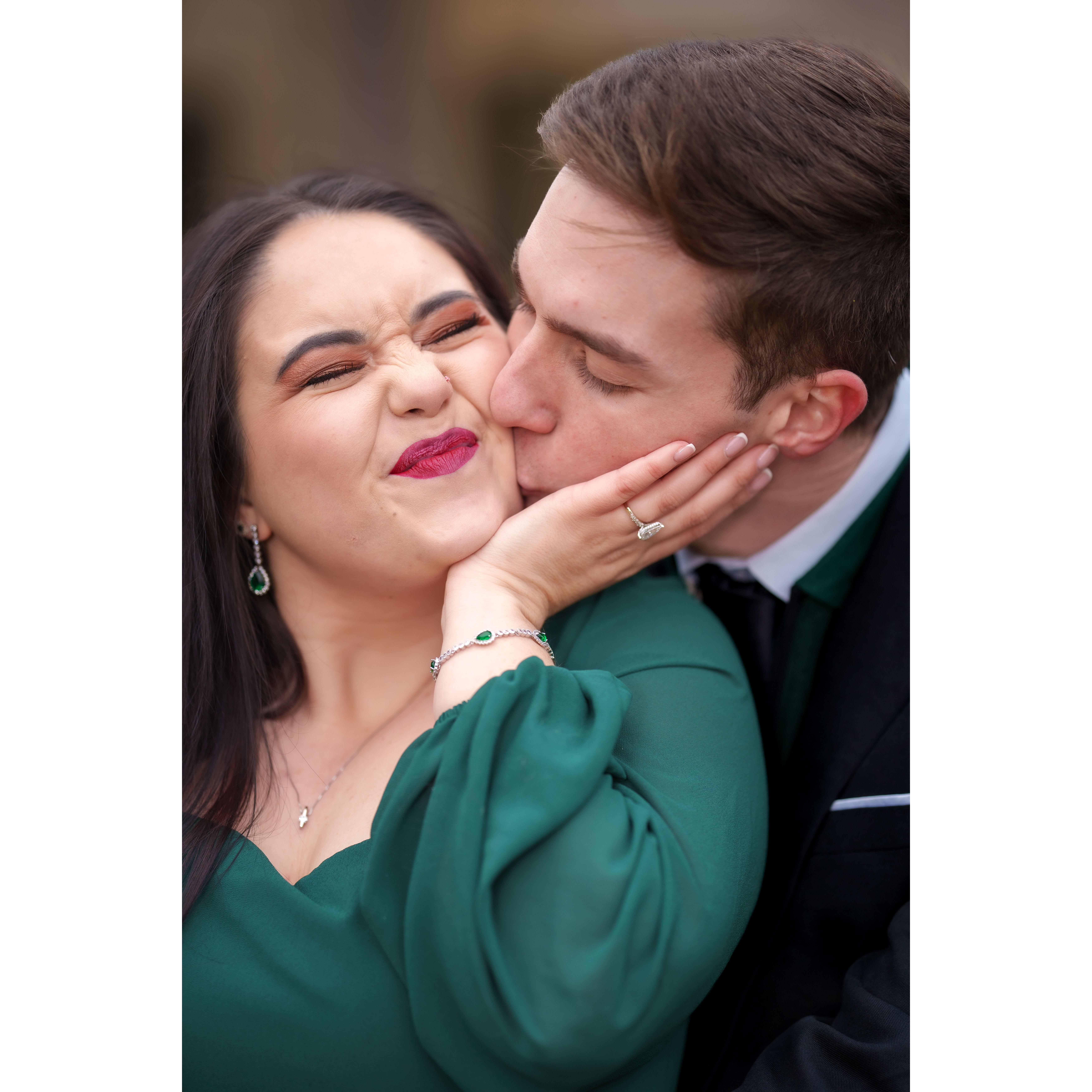Personality pic from our engagement - the crinkle of the nose is how you know it's real love
