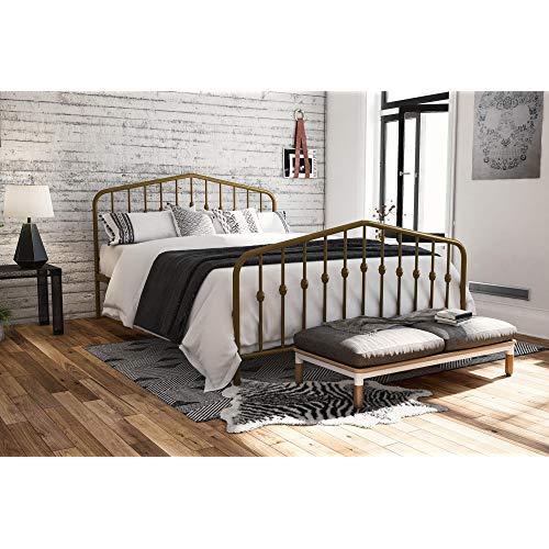Novogratz Bushwick Metal Bed, Queen, Gold