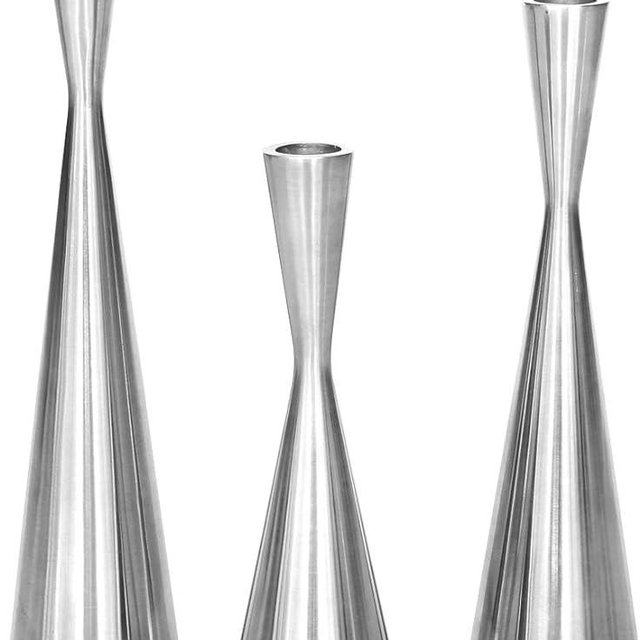 Vixdonos Taper Candlestick Holders Metal Candle Holders Set of 3 Table Decorative Candle Stand for Wedding, Dinning, Party,Home Decor (Silver)