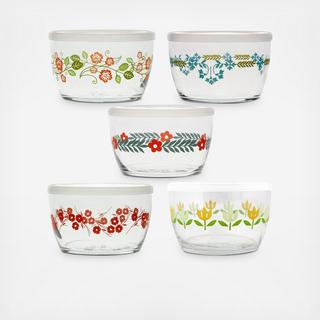 Vintage Flower Storage Bowl, Set of 5