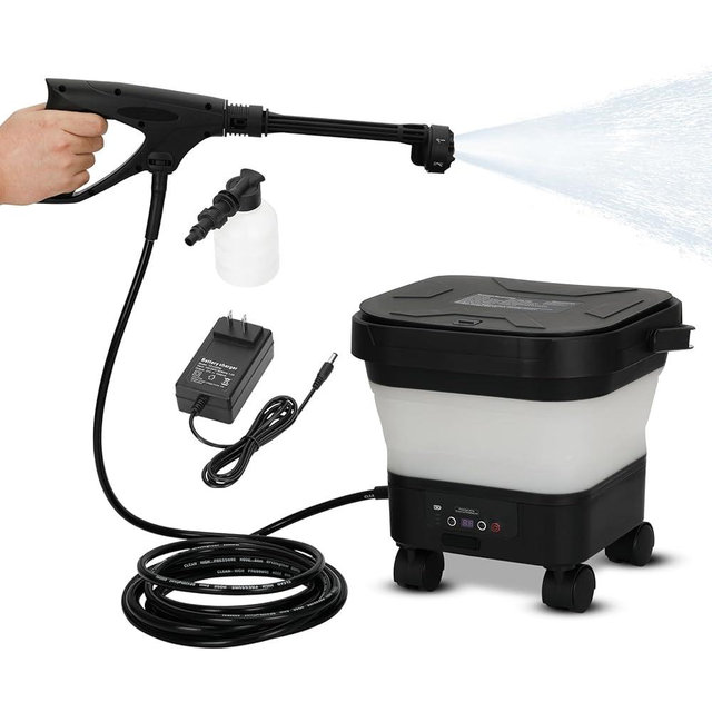 Foldable Electric Pressure Washer, 3.4Gal Collapsible Tank,660PSI High Power & 20000mAh Battery,6-in-1 Nozzle & Foam Cannon,Portable Water Pressure Washer for Cars, Outdoor and Pet Cleaning