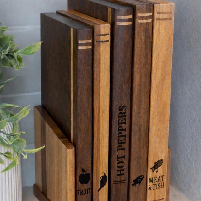 Book Style Cutting Board Set, Solid Cherry Wood Boards with Holder, Personalized Kitchen Gift, Handmade Wooden Cutting Boards| individual