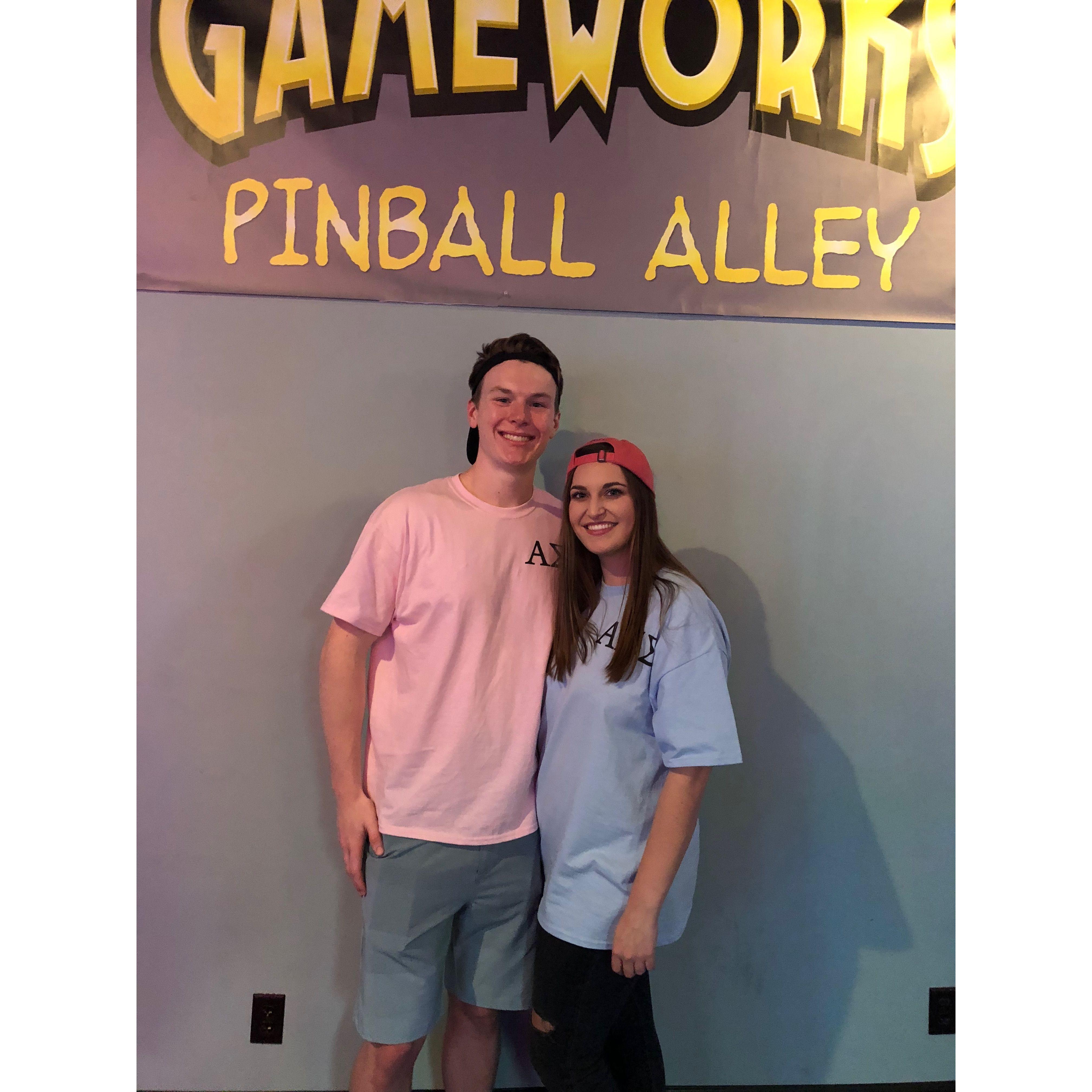 Our first photo together at a sorority date party!