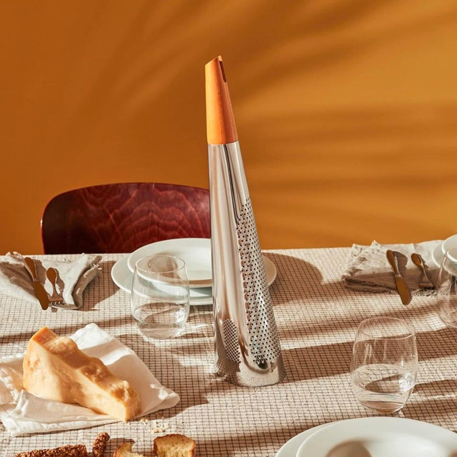 Alessi "Todo" Giant Cheese And Nutmeg Grater in Steel And Wood, Silver