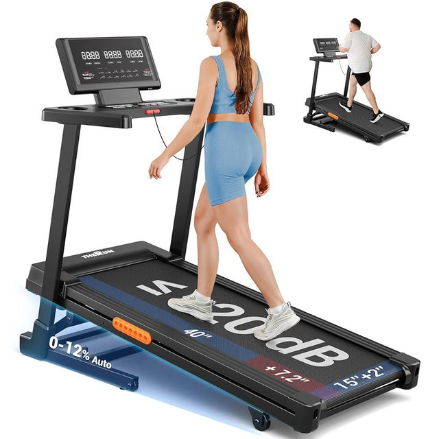 THERUN Treadmill with Incline, Incline Treadmill, Brushless Motorized Treadmills for Quiet Running