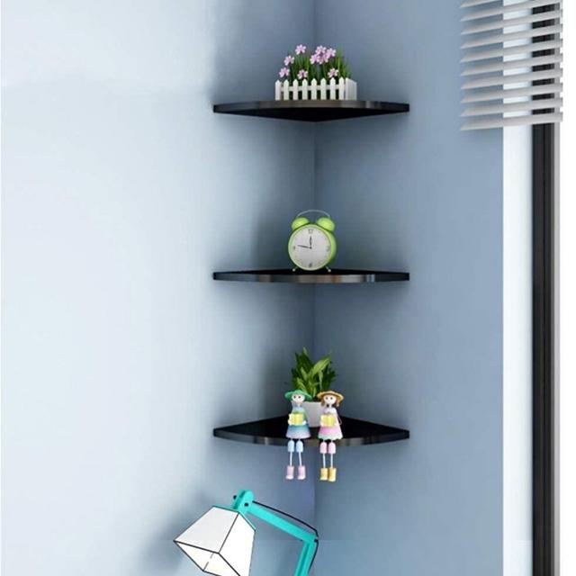 Corner Wall Shelves of 3 Tier,Wood Floating Shelves for Wall,Wall Mount Corner Shelves for Bedroom Bathroom Kitchen Living Room