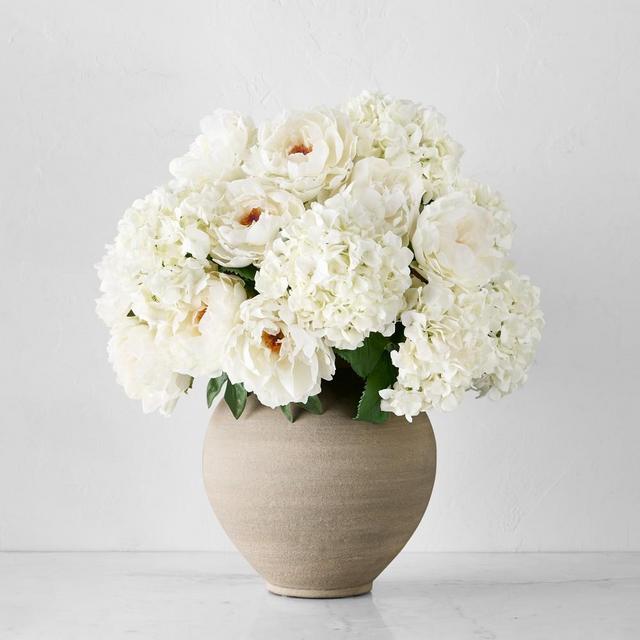 Jeff Leatham Round White Ceramic Vase, 12"