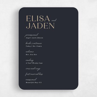 Black Rounded Wedding Program - Hippley