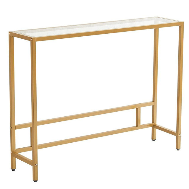 MAJARO Small Modern Console Table for Entryway, Tempered Glass with Golden Metal Frame Sofa Table for Living Room, Hallway, Office