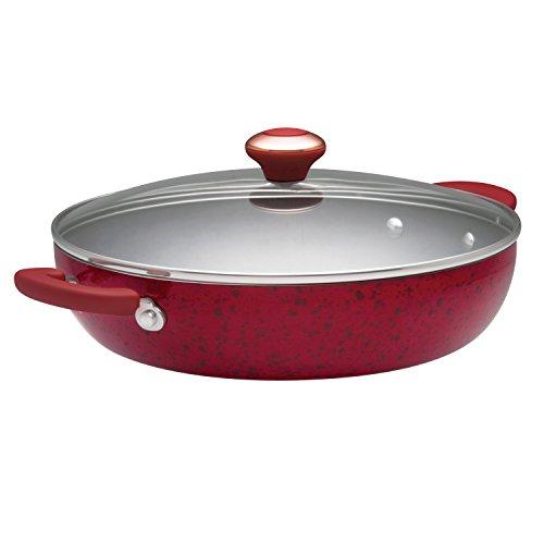 Paula Deen Signature Porcelain Nonstick 12-Inch Covered Chicken Fryer, Red Speckle