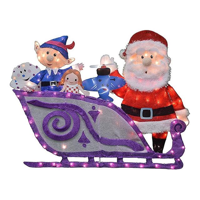 ProductWorks 42" Rudolph Santa and Misfit Toys Sleigh Yard Art
