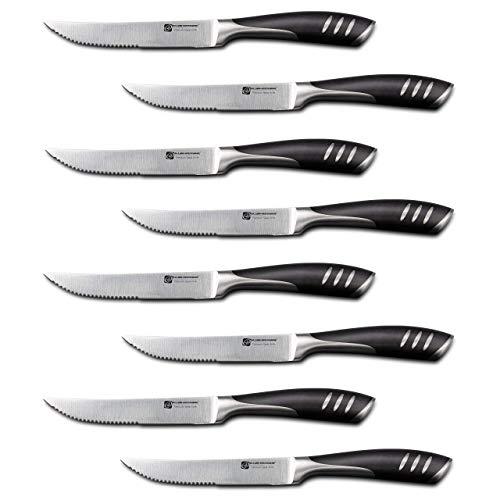 Premium 8-Piece German High Carbon Stainless Steel Steak Knife Set, Double Forged Full Tang Kitchen Dinner Steak Knives
