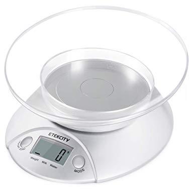 Etekcity Digital Kitchen Food Scale and Multifunction Weight Scale with Removable Bowl, 11 lb 5kg