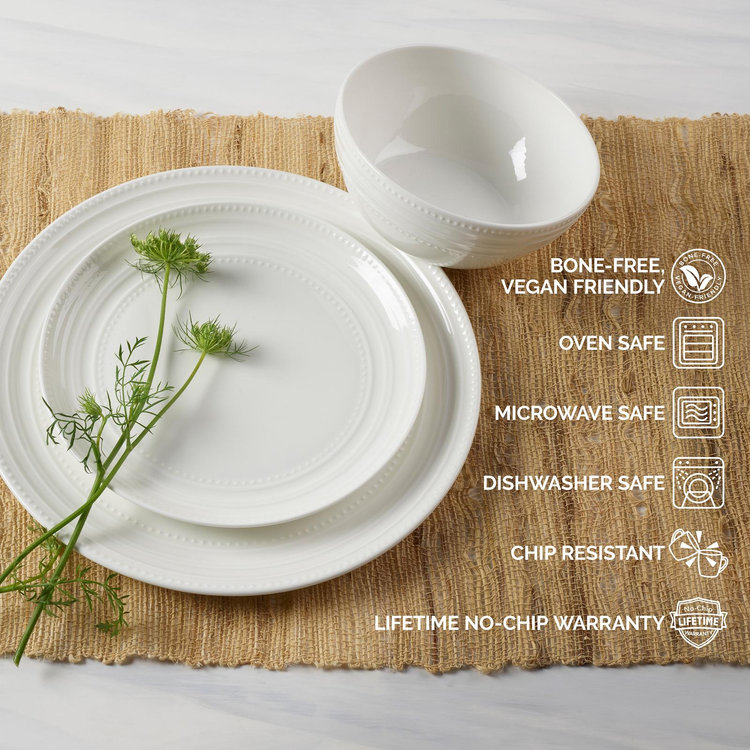 Mikasa, Kamryna 12-Piece Vegan Bone China Dinnerware Set , Service