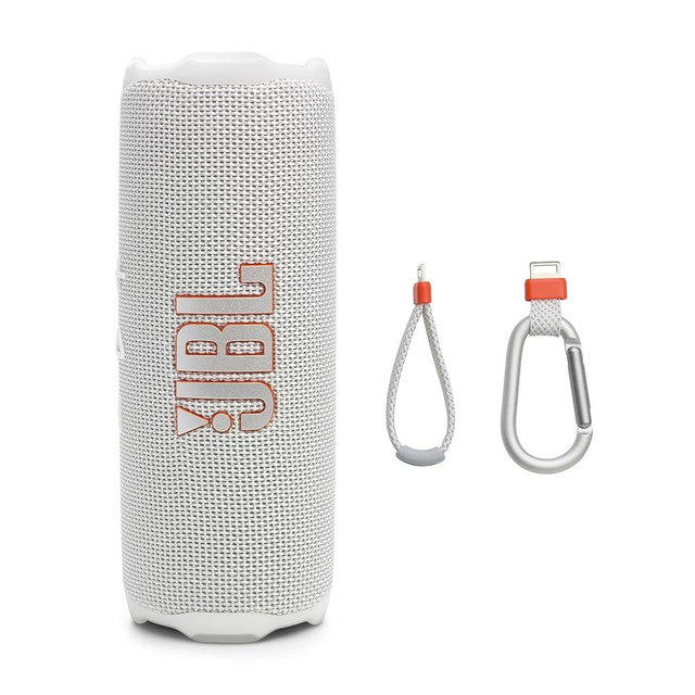 JBL Flip 7 - Portable Waterproof and Drop-Proof Speaker, Bold Pro Sound with AI Sound Boost, 16Hrs of Playtime, and PushLock System with Interchangeable Accessories (White)
