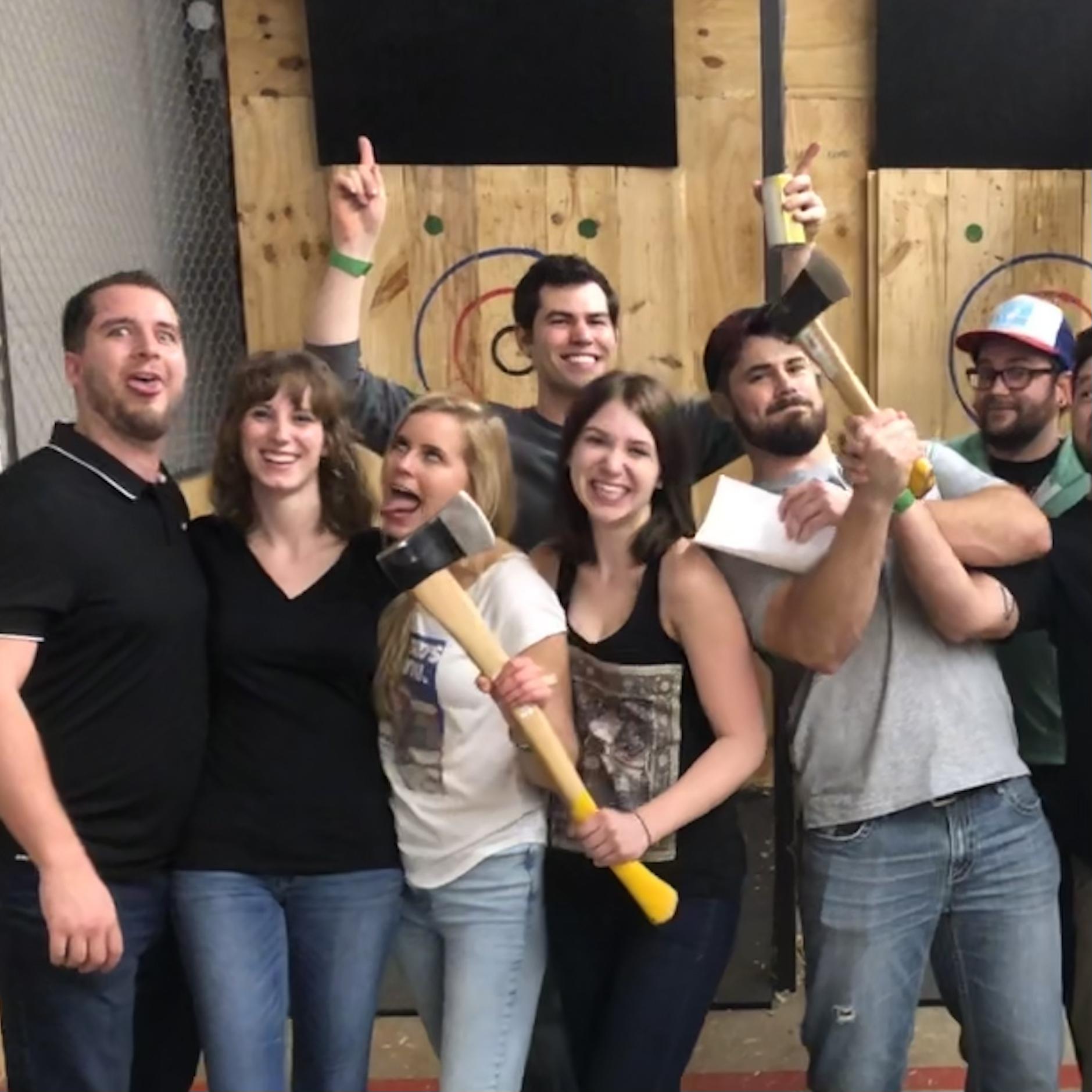 March, 2018- Axe throwing with Austin friends.