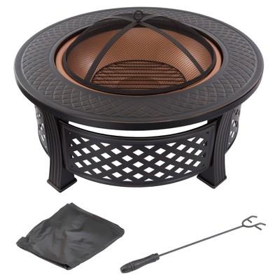 Fire Pit Set Wood Burning Pit 32" Round - Pure Garden