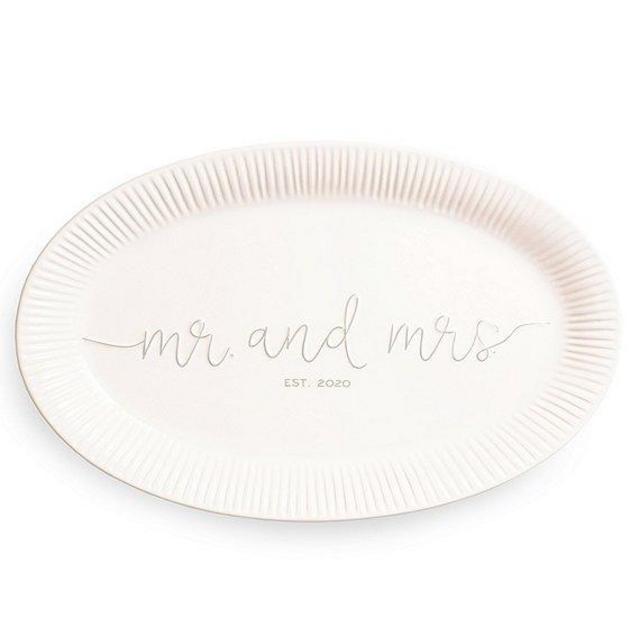 Mud Pie Mr & Mrs Est 2020 Wedding Platter