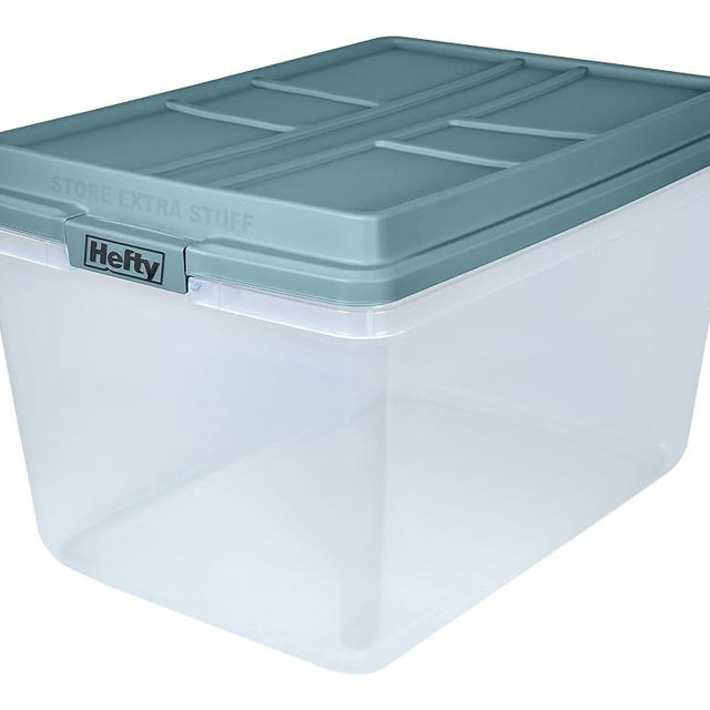 Hefty Hi-Rise 72 Qt. Lift Off Lid Storage Tote, Gray/Clear, 6/Pack (HFT-7163010665666-6)