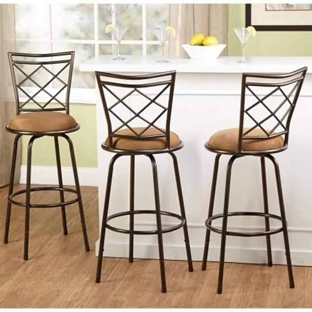 3-Piece Avery Ajustable Height Barstool, Multiple Colors-Brown