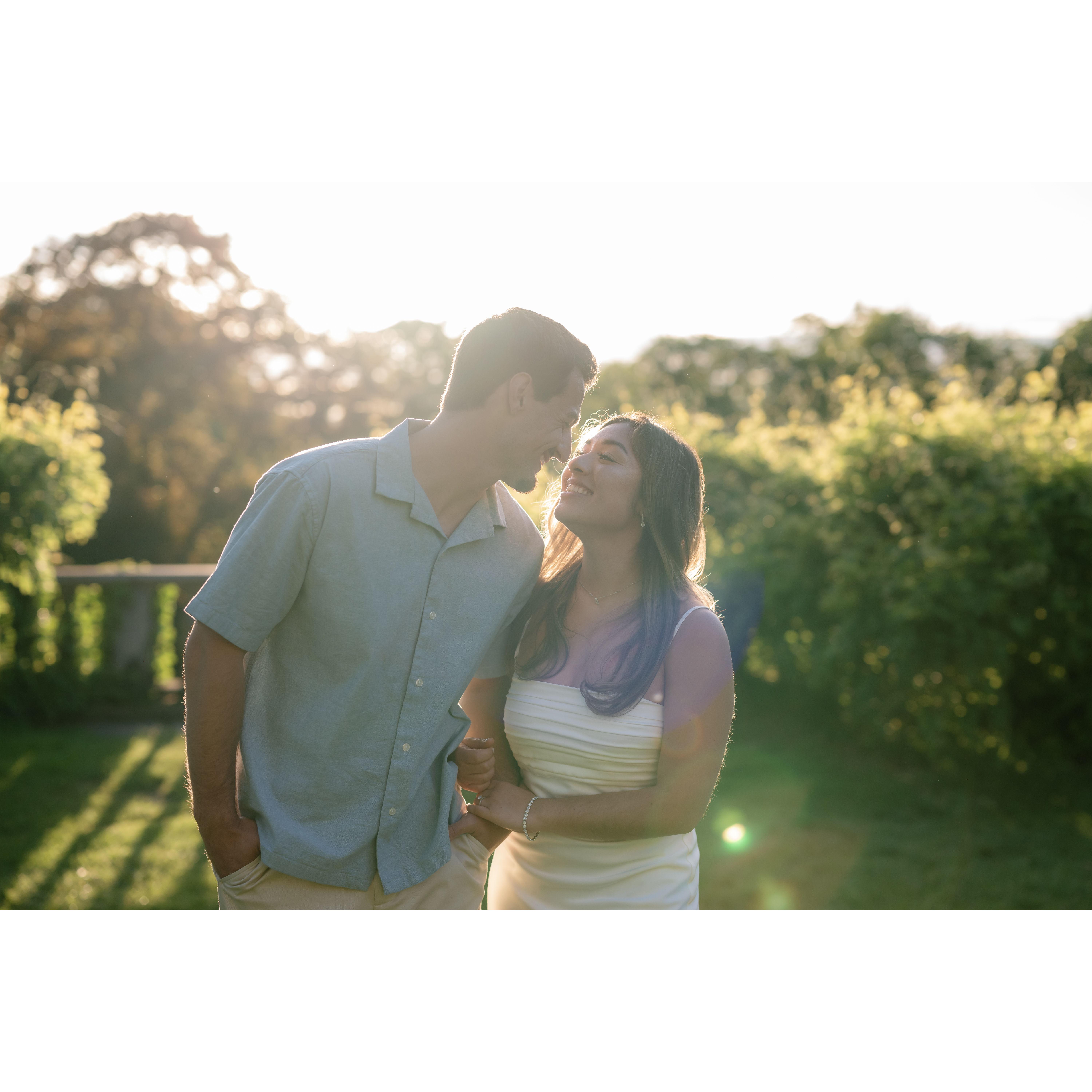 From the way we are smiling, you'd never guess that Sean got a flat tire on the way to our engagement shoot (after driving 2 hours to north Jersey)