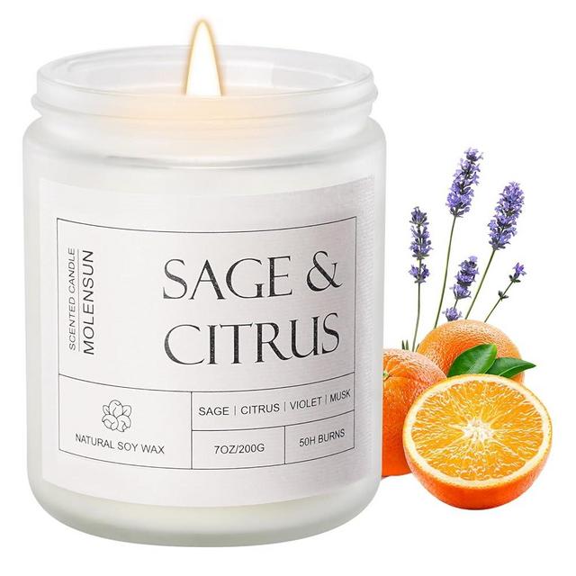 Sage &Citrus Scented Candles, Mother's Day Gifts, Aromatherapy Jar Candle, 7 oz 50 Hour Long Lasting Candles, Soy Wax Candle Gift for Women