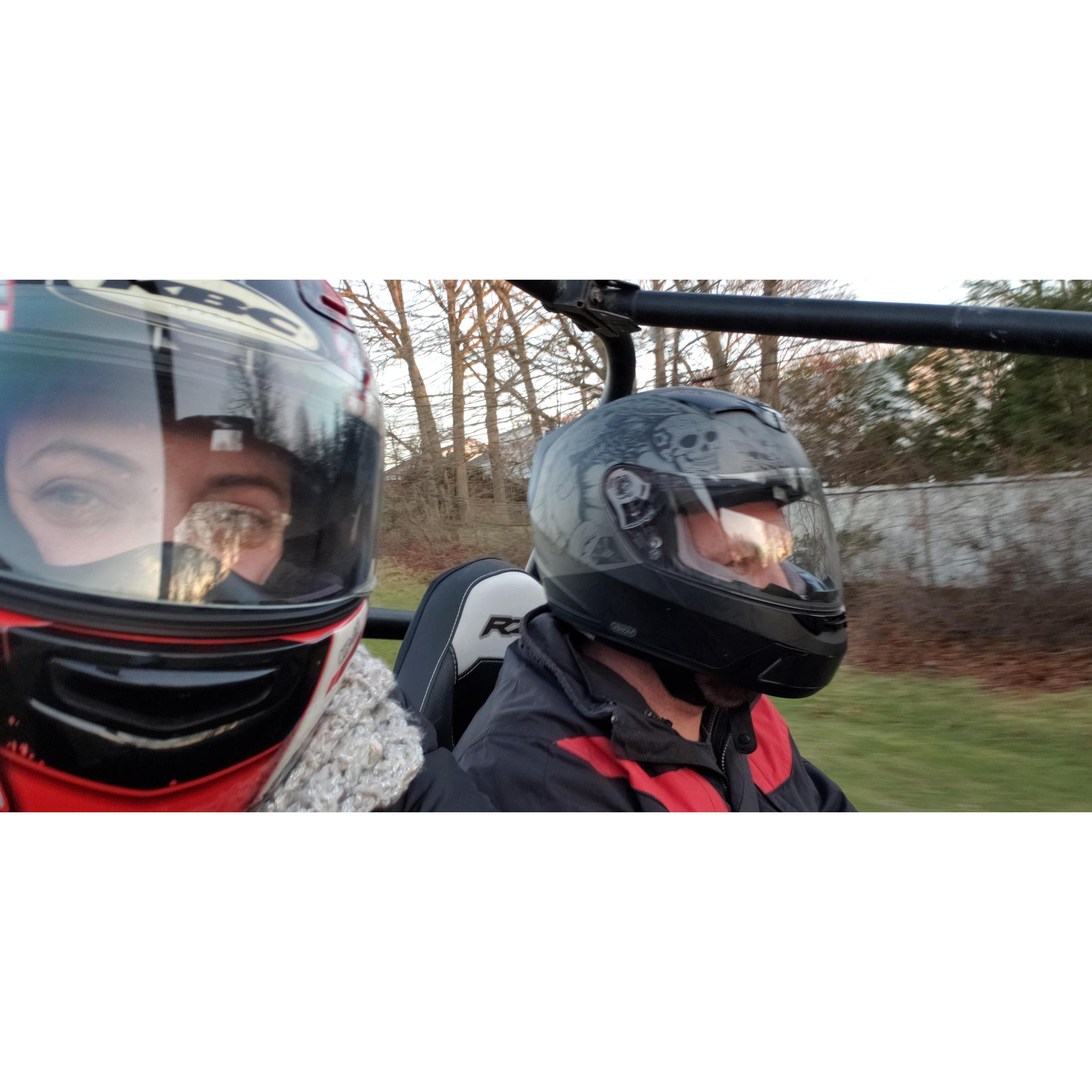 Riding around the old neighborhood.
