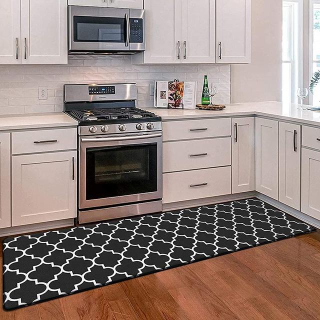 WiseLife Kitchen Mat Cushioned Anti-Fatigue Kitchen Rug, 17.3"x 59" Waterproof Non-Slip Kitchen Mats and Rugs Heavy Duty PVC Ergonomic Comfort Mat for Kitchen, Floor Home, Office, Sink, Laundry, Black